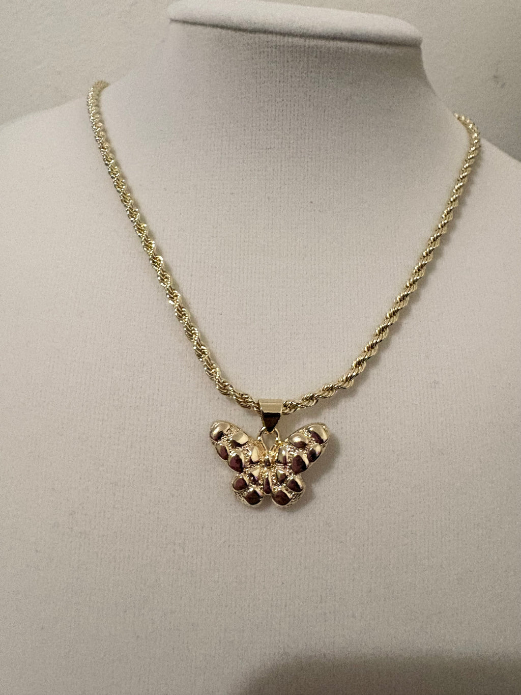 Light Butterfly Nugget Necklace