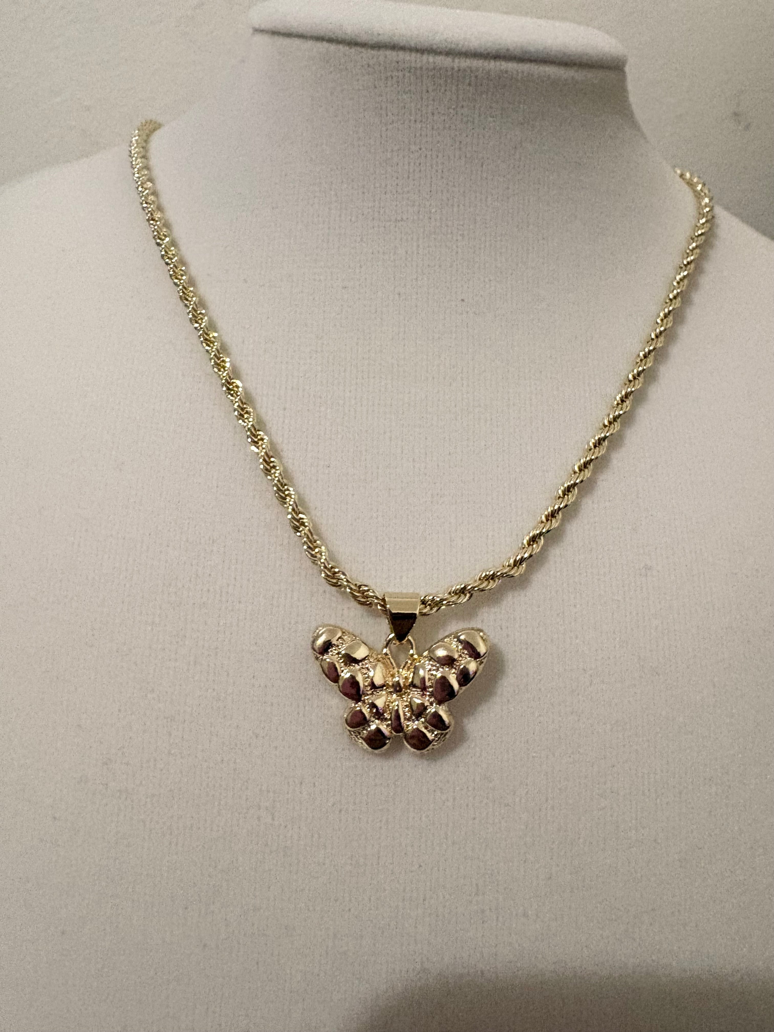 Light Butterfly Nugget Necklace