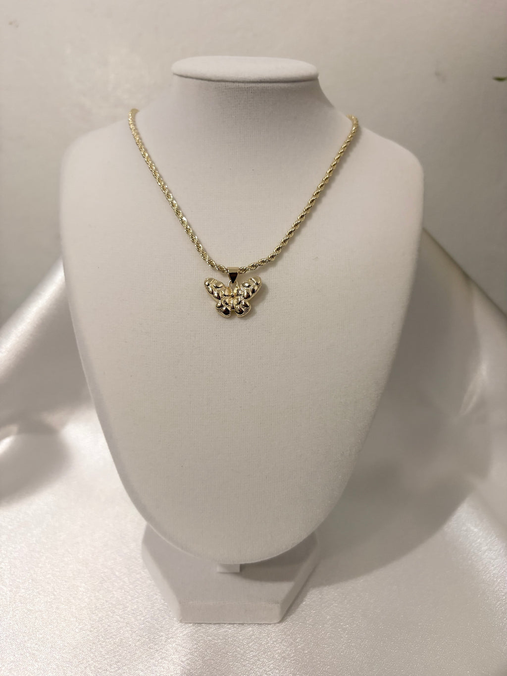 Light Butterfly Nugget Necklace