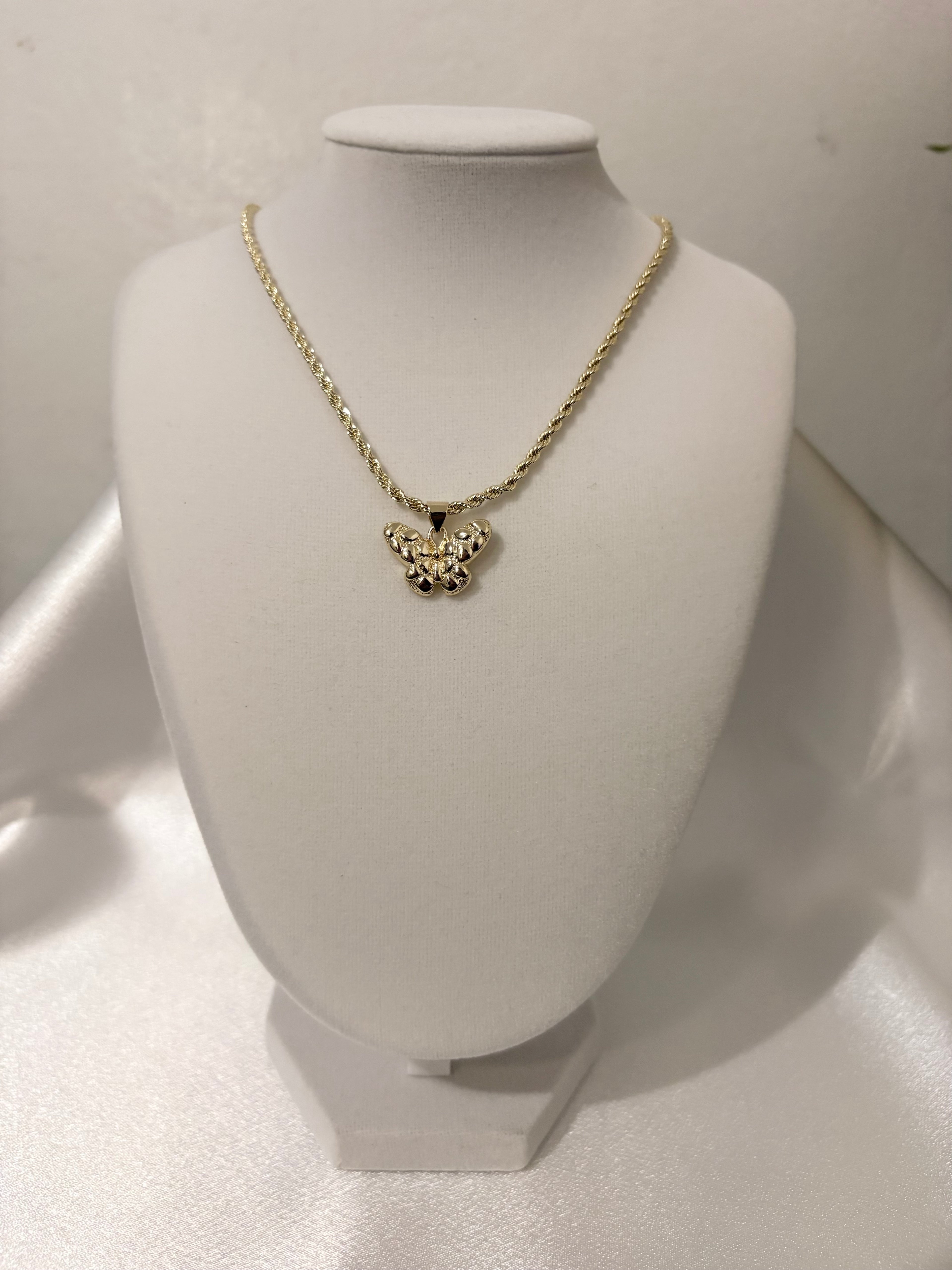 Light Butterfly Nugget Necklace