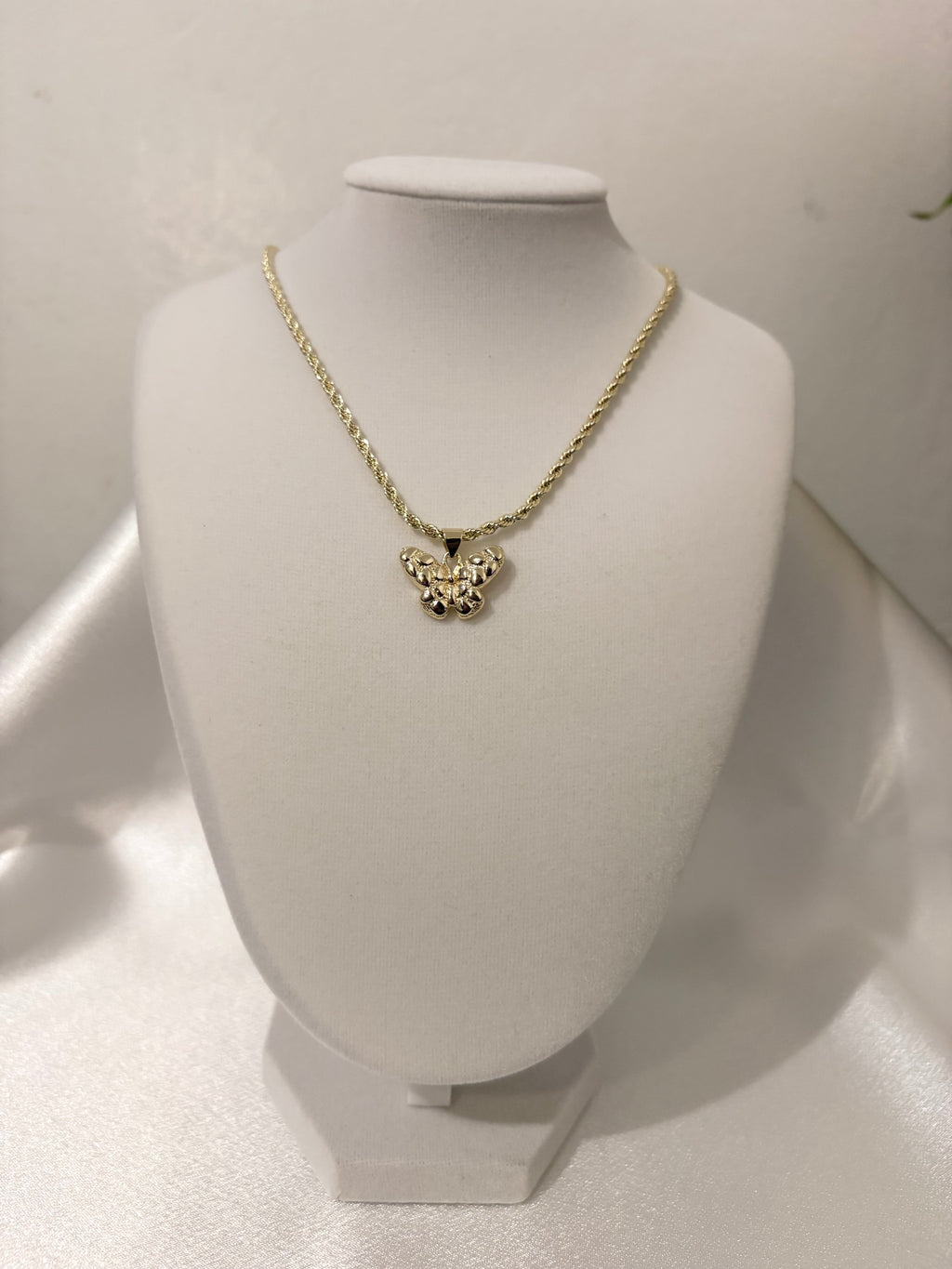 Light Butterfly Nugget Necklace