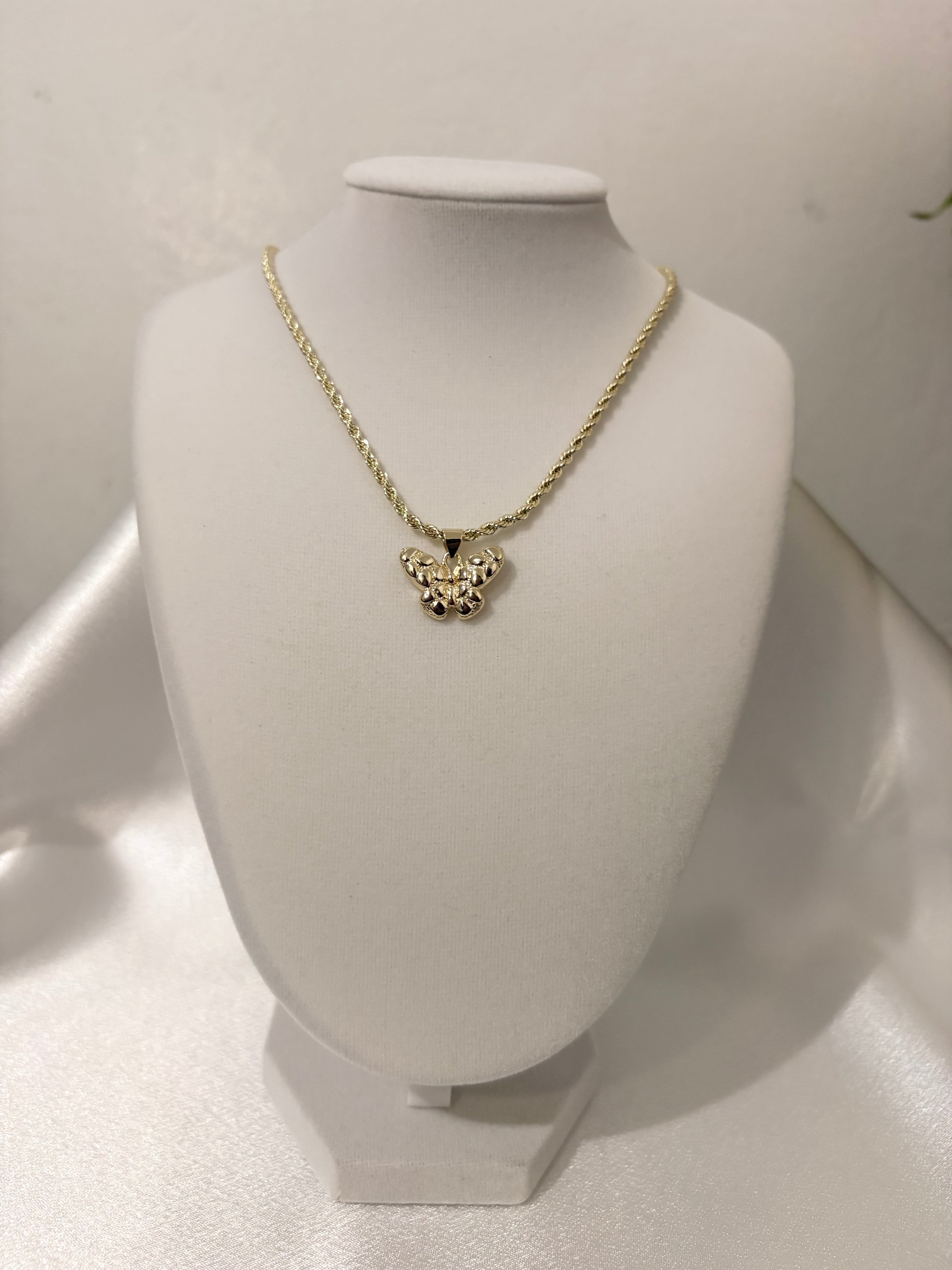 Light Butterfly Nugget Necklace