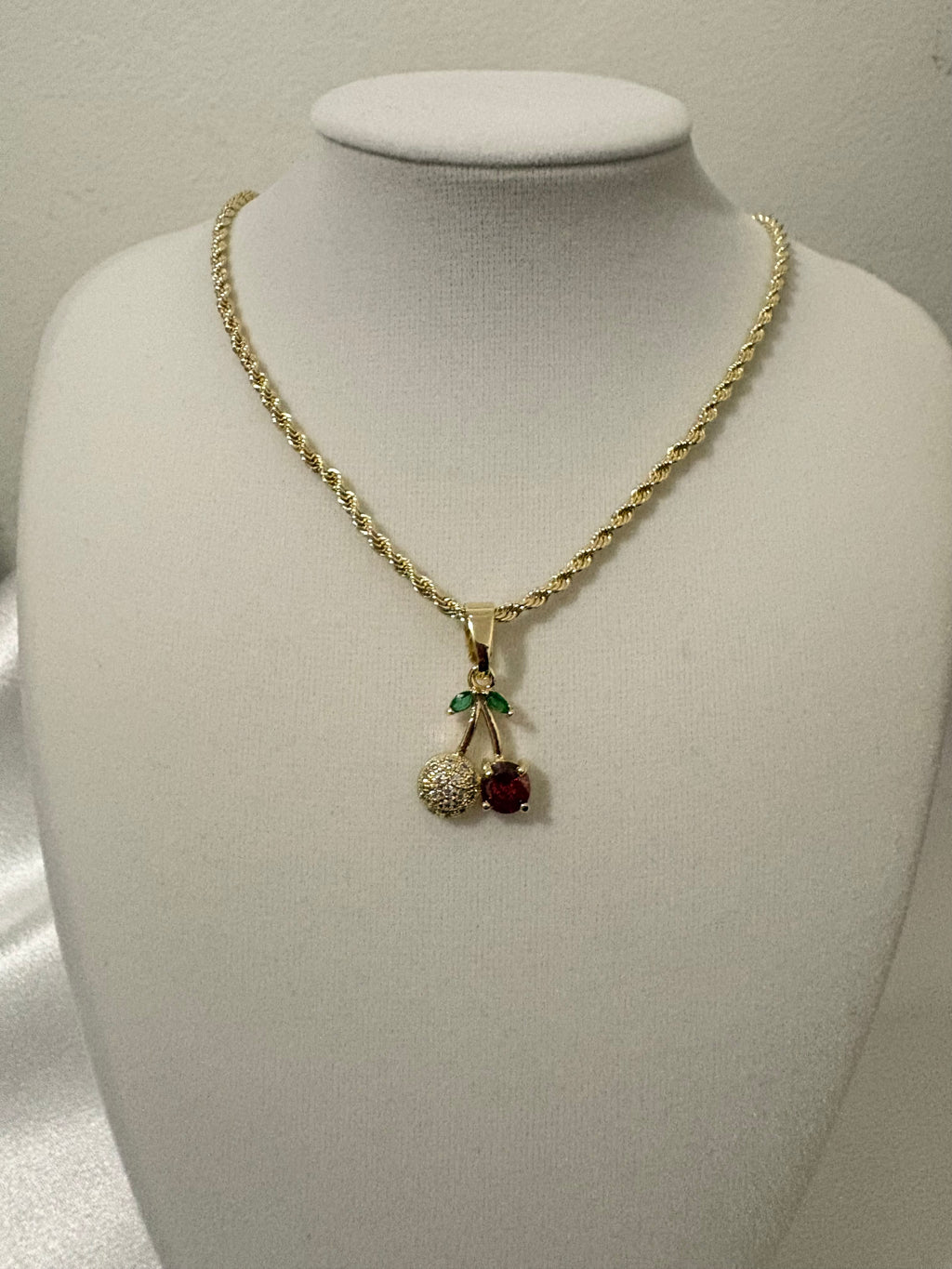Red Cherry Bling Necklace
