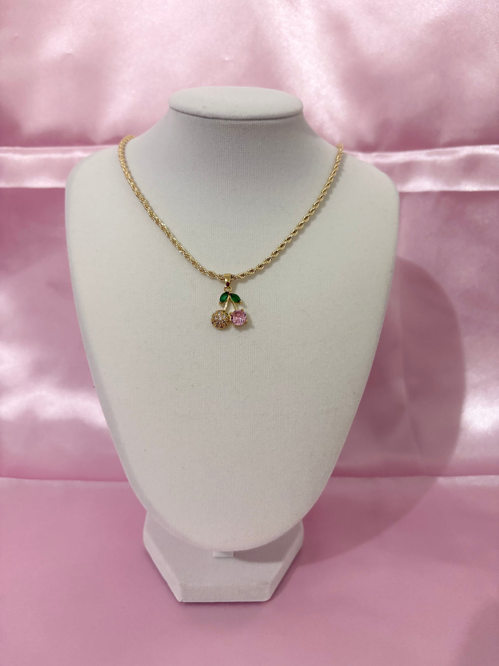 Pink Cherry Bling Necklace
