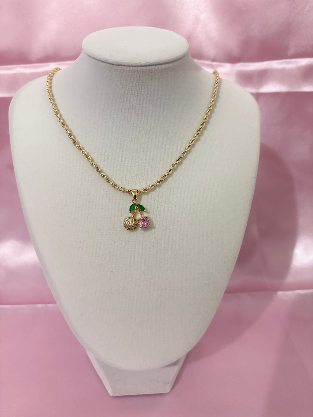 Pink Cherry Bling Necklace