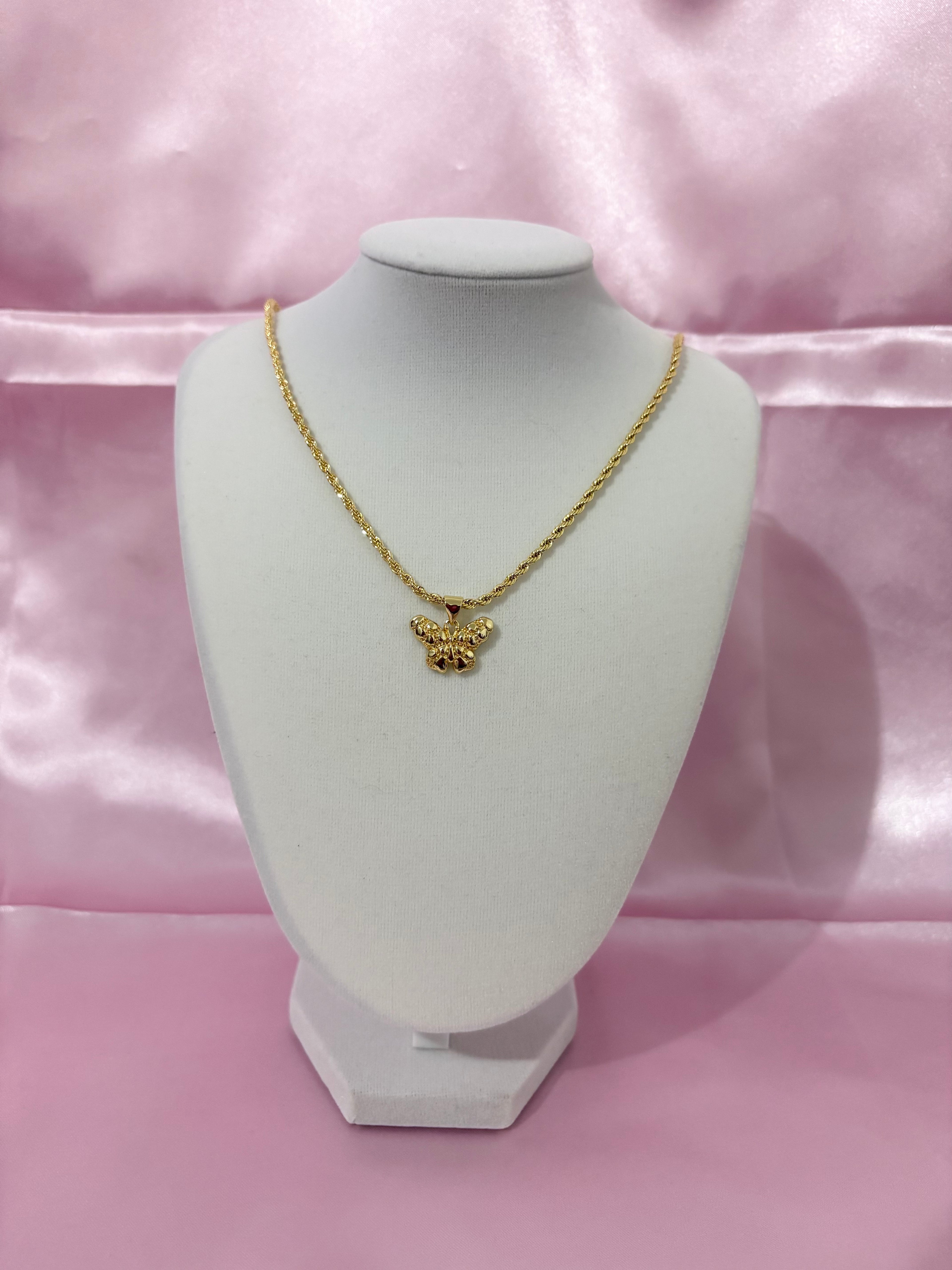 Dark Gold Butterfly Necklace