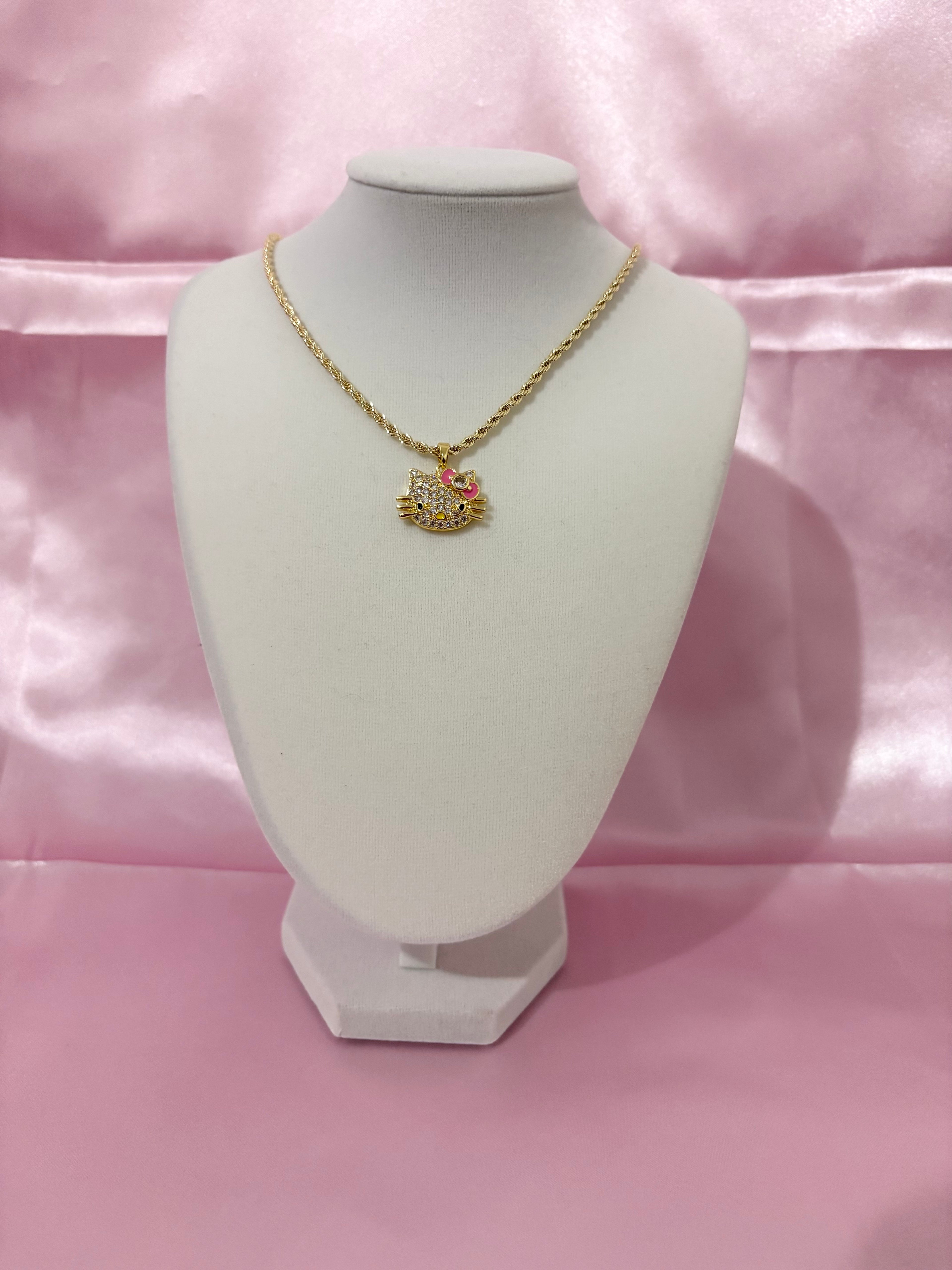 Hk Pink Bow Necklace