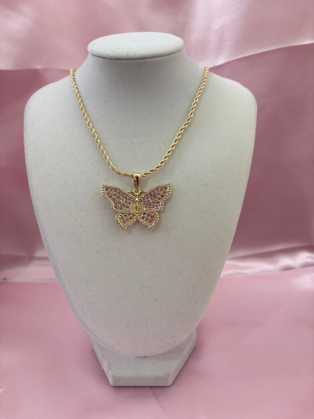 Pink Butterfly Necklace