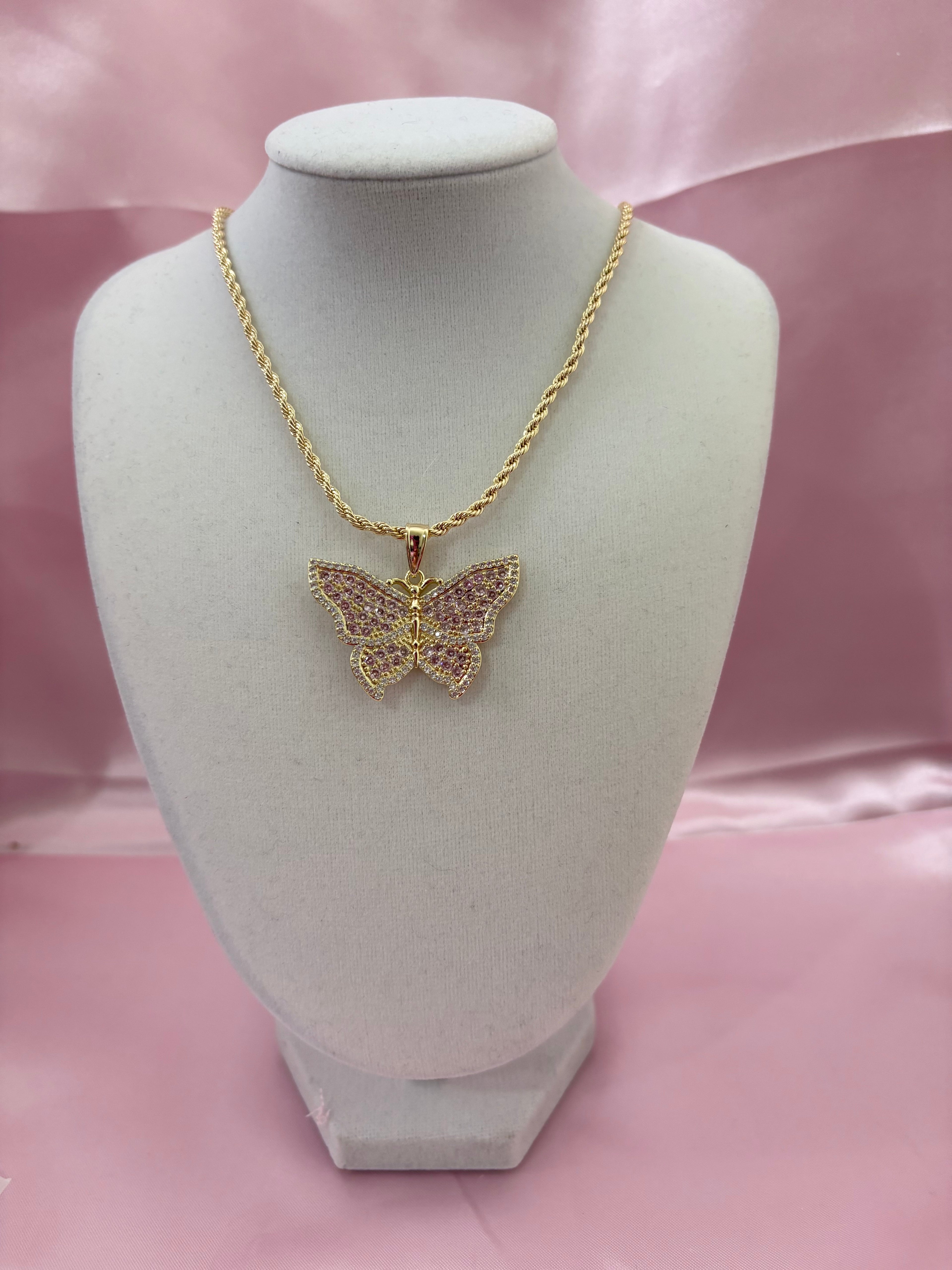 Pink Butterfly Necklace